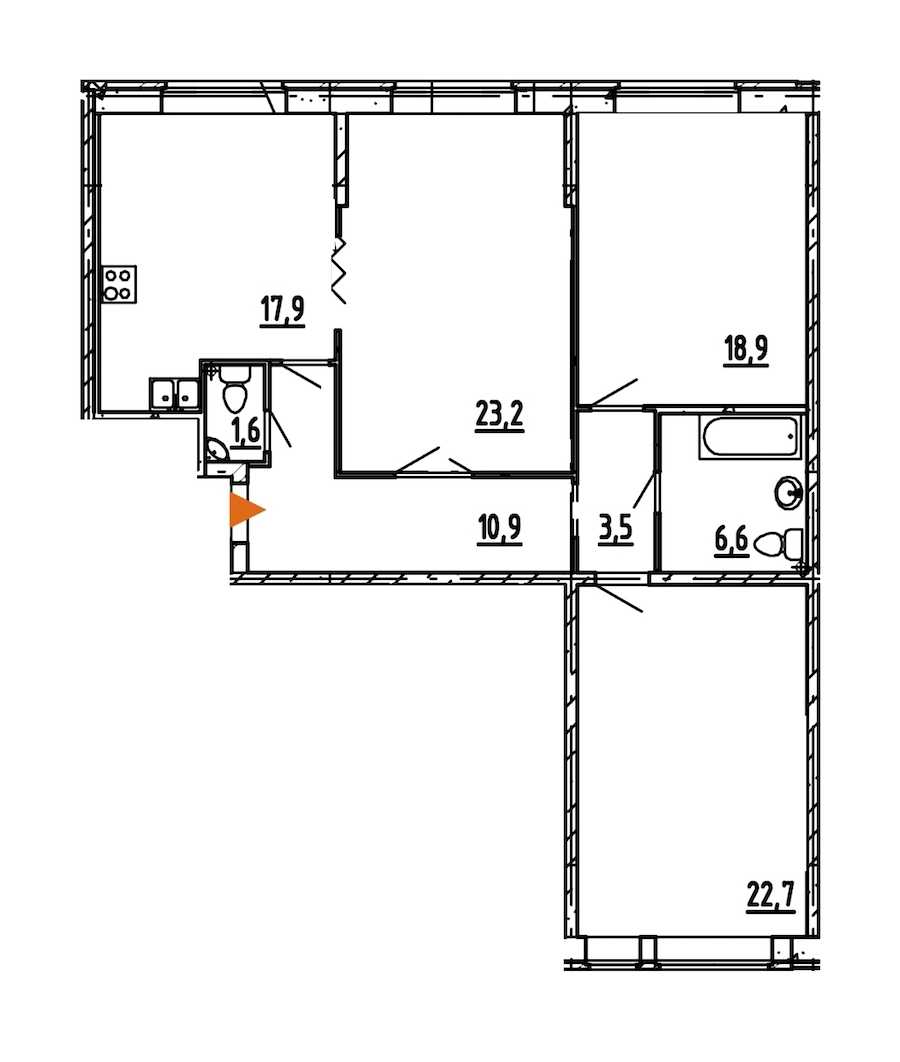 Трехкомнатная квартира в : площадь 105.4 м2 , этаж: 4 – купить в Санкт-Петербурге